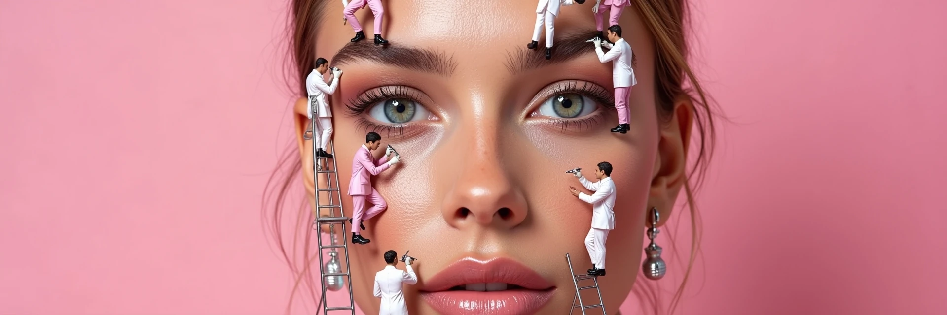 Beauty in the smallest details — A panoramic scene, precise gestures and a pink decor.