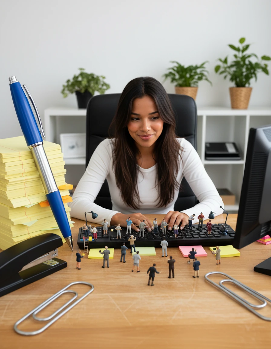 A day like no other — The keyboard becomes the playground of a miniature team.